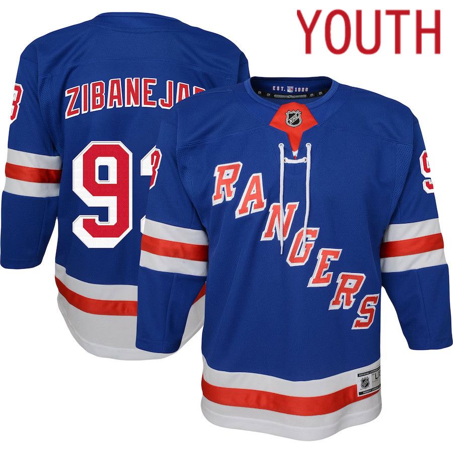 Youth New York Rangers 93 Mika Zibanejad Blue Home Premier Player NHL Jersey